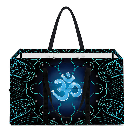 Blue Om Mandala Print Utility Tote Bag