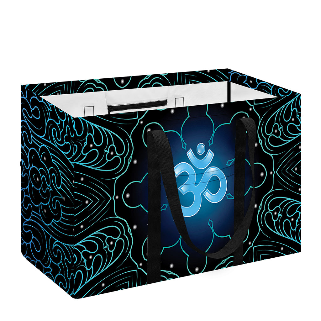Blue Om Mandala Print Utility Tote Bag