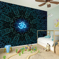 Blue Om Mandala Print Wall Sticker