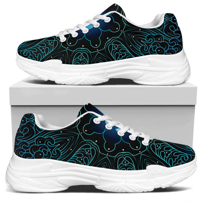 Blue Om Mandala Print White Chunky Shoes