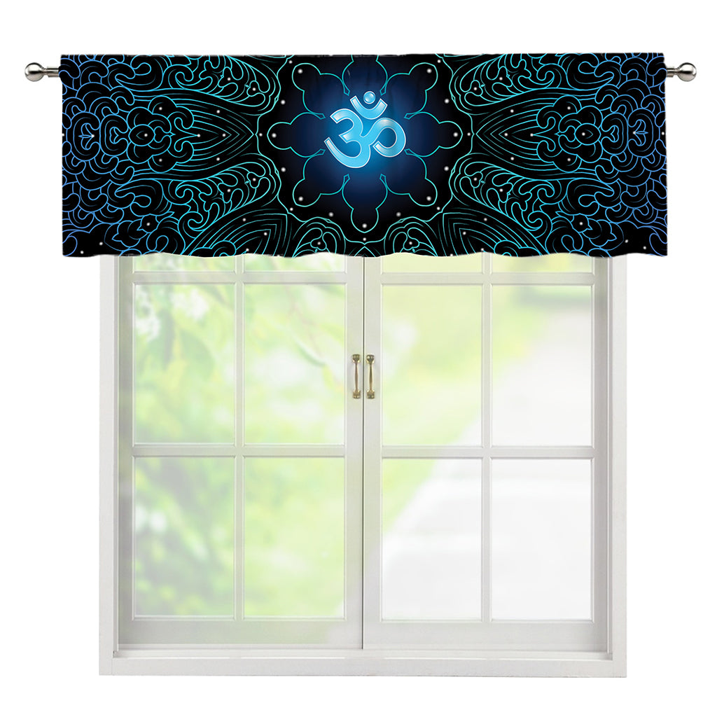 Blue Om Mandala Print Window Valance