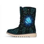 Blue Om Mandala Print Winter Boots