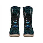 Blue Om Mandala Print Winter Boots