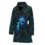 Blue Om Mandala Print Women's Bathrobe