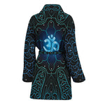 Blue Om Mandala Print Women's Bathrobe