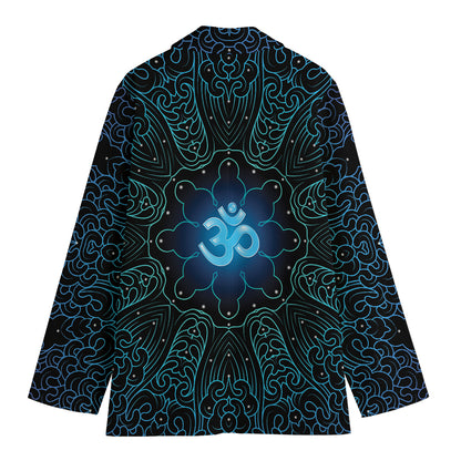 Blue Om Mandala Print Women's Blazer