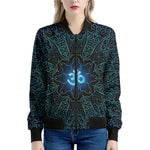 Blue Om Mandala Print Women's Bomber Jacket