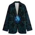 Blue Om Mandala Print Women's Cotton Blazer