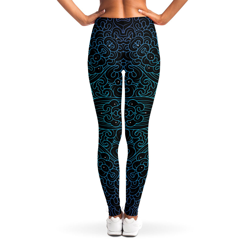 Blue Om Mandala Print Women's Leggings