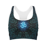 Blue Om Mandala Print Women's Sports Bra