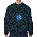 Blue Om Mandala Print Zip Sleeve Bomber Jacket