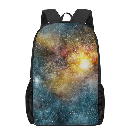 Blue Orange Stardust Galaxy Space Print 17 Inch Backpack