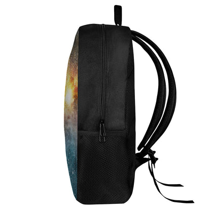 Blue Orange Stardust Galaxy Space Print 17 Inch Backpack