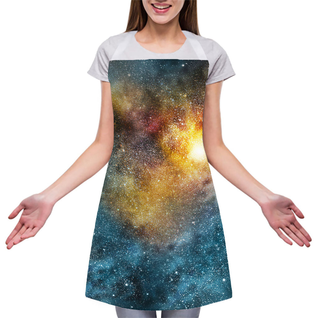 Blue Orange Stardust Galaxy Space Print Adjustable Apron