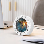 Blue Orange Stardust Galaxy Space Print Alarm Clock