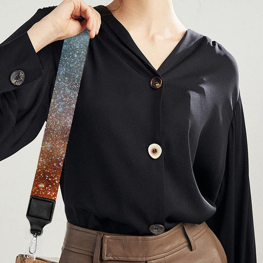 Blue Orange Stardust Galaxy Space Print Bag Strap
