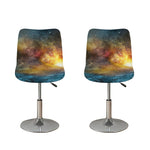 Blue Orange Stardust Galaxy Space Print Bar Stool Covers