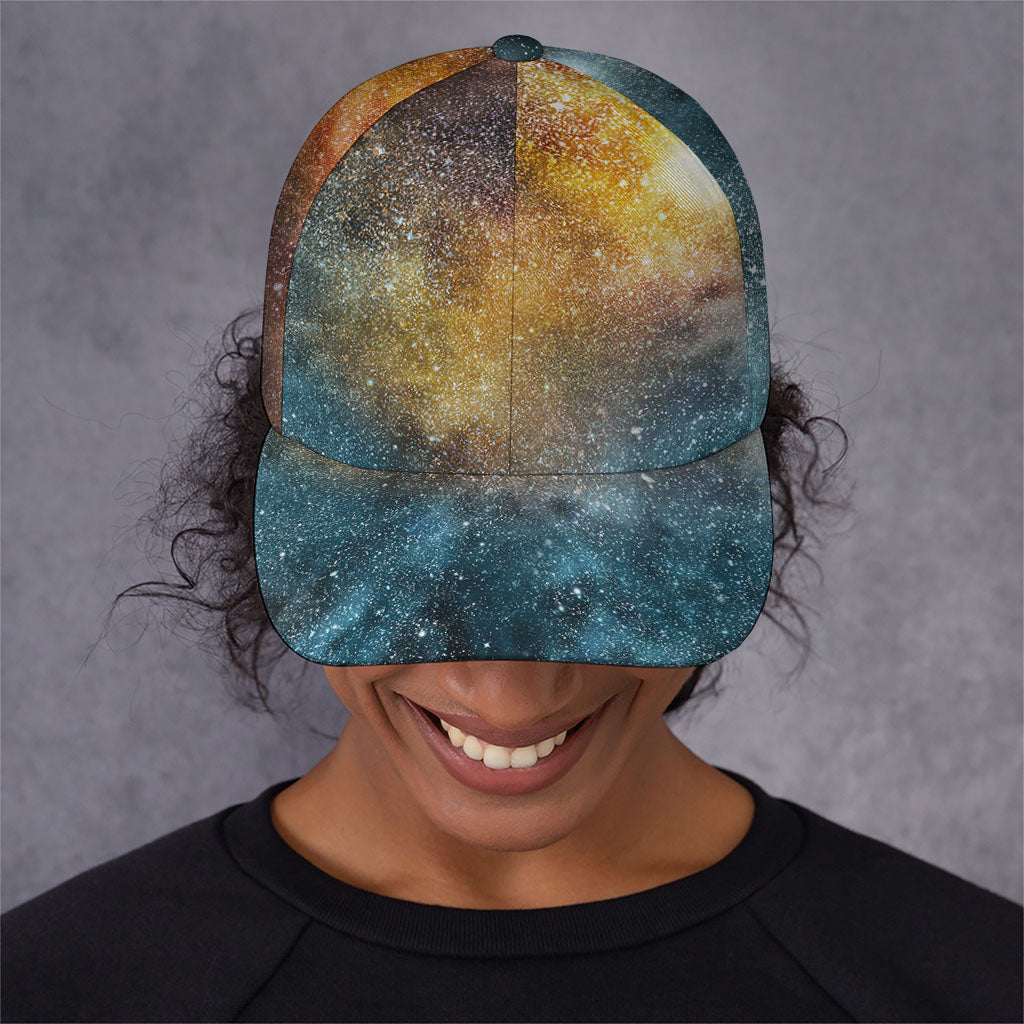 Blue Orange Stardust Galaxy Space Print Baseball Cap