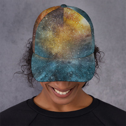 Blue Orange Stardust Galaxy Space Print Baseball Cap