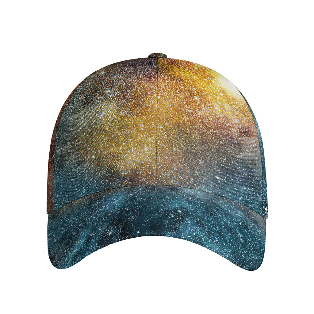 Blue Orange Stardust Galaxy Space Print Baseball Cap