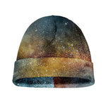 Blue Orange Stardust Galaxy Space Print Beanie
