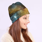 Blue Orange Stardust Galaxy Space Print Beanie