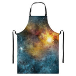 Blue Orange Stardust Galaxy Space Print Bib Apron With Pocket