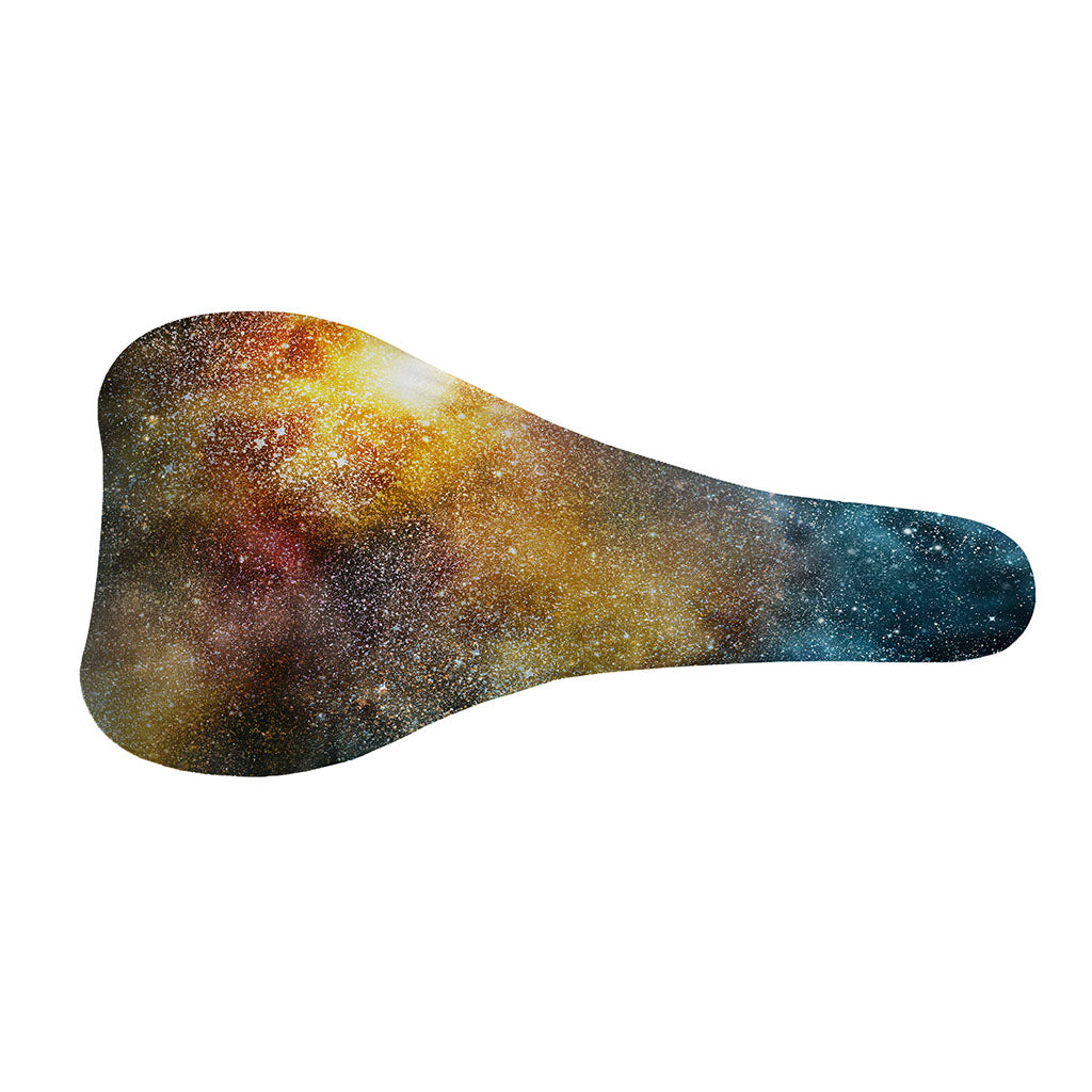 Blue Orange Stardust Galaxy Space Print Bicycle Seat Cover