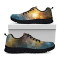 Blue Orange Stardust Galaxy Space Print Black Running Shoes