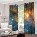 Blue Orange Stardust Galaxy Space Print Blackout Grommet Curtains