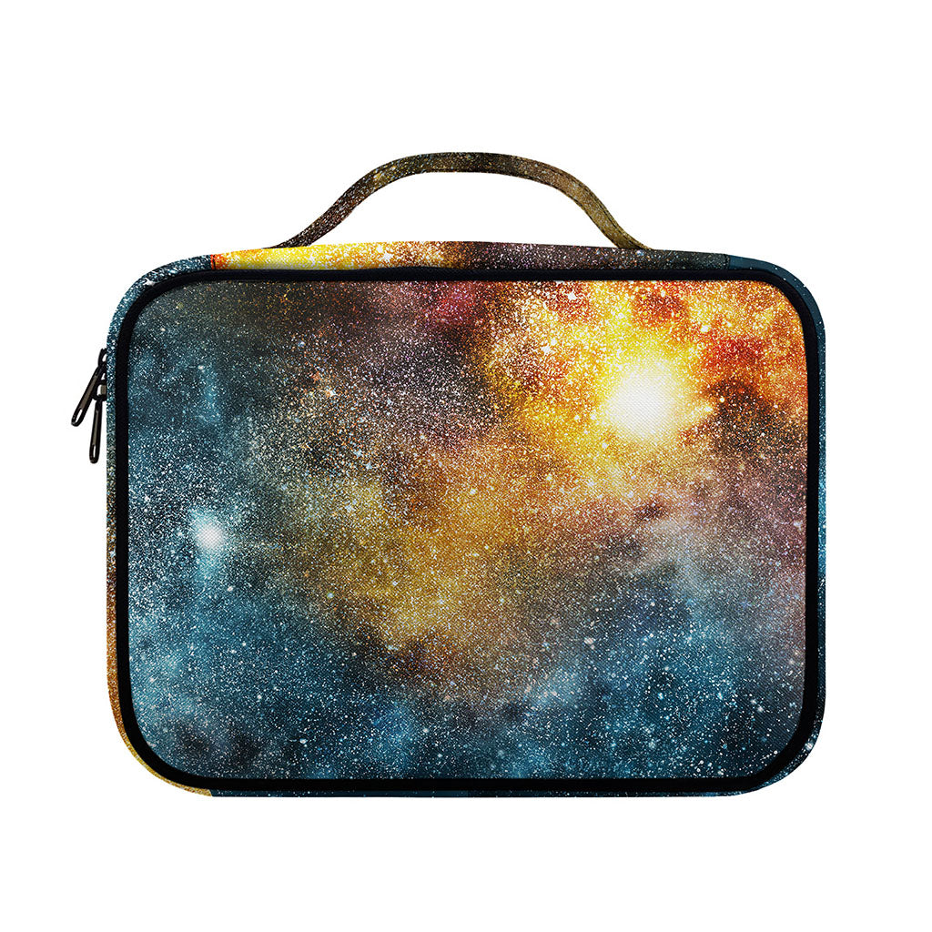 Blue Orange Stardust Galaxy Space Print Briefcase Bible Bag