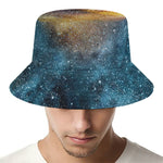 Blue Orange Stardust Galaxy Space Print Bucket Hat