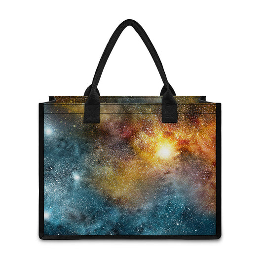 Blue Orange Stardust Galaxy Space Print Canvas Tote Bag