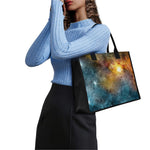 Blue Orange Stardust Galaxy Space Print Canvas Tote Bag