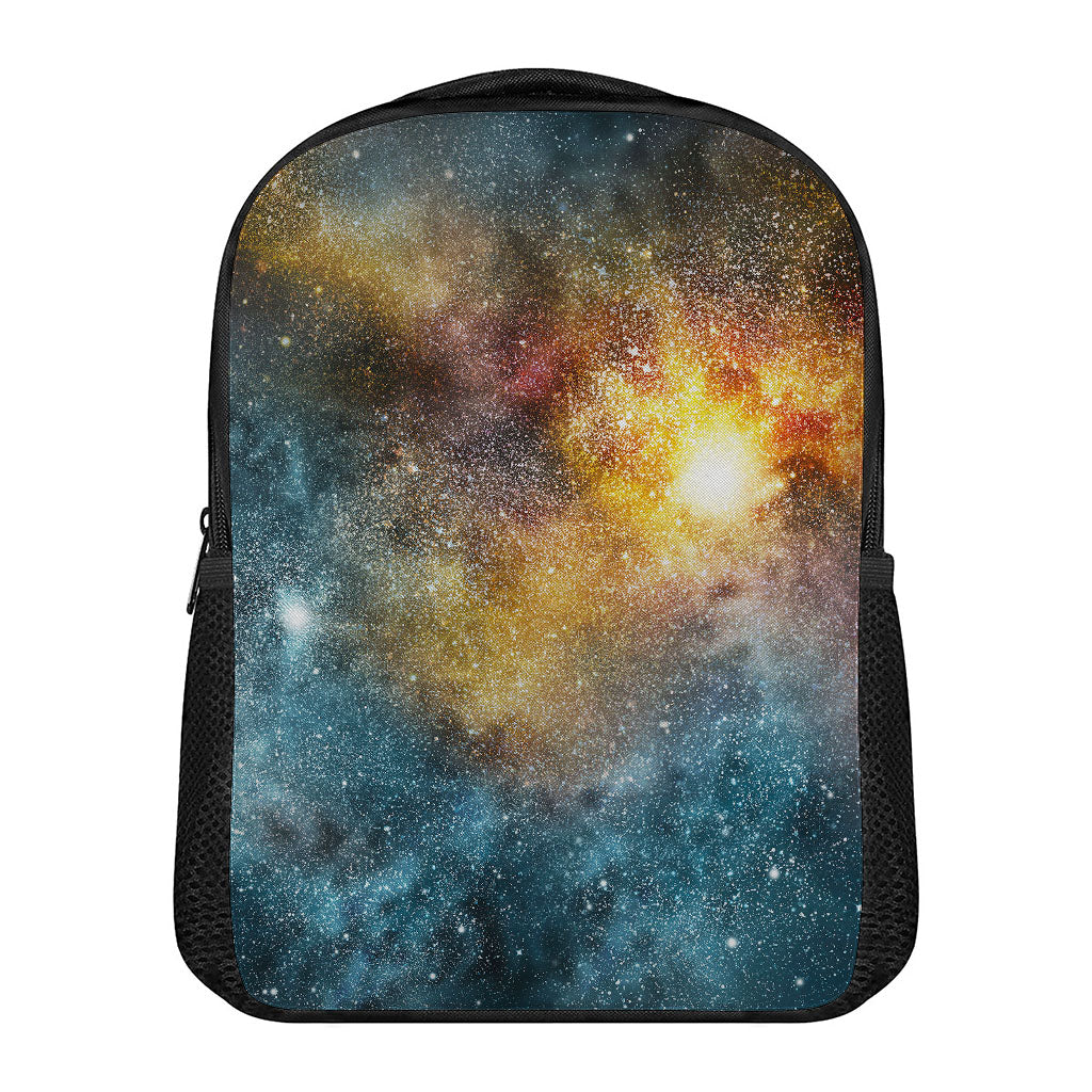 Blue Orange Stardust Galaxy Space Print Casual Backpack