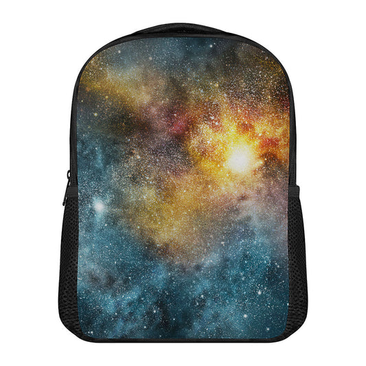 Blue Orange Stardust Galaxy Space Print Casual Backpack