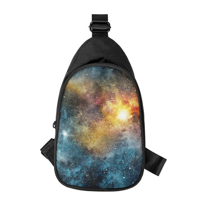 Blue Orange Stardust Galaxy Space Print Chest Bag