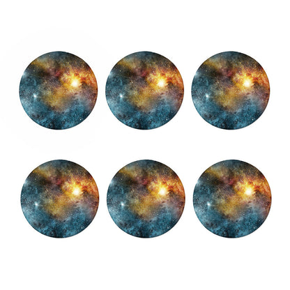 Blue Orange Stardust Galaxy Space Print Coaster Set