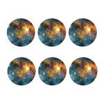 Blue Orange Stardust Galaxy Space Print Coaster Set