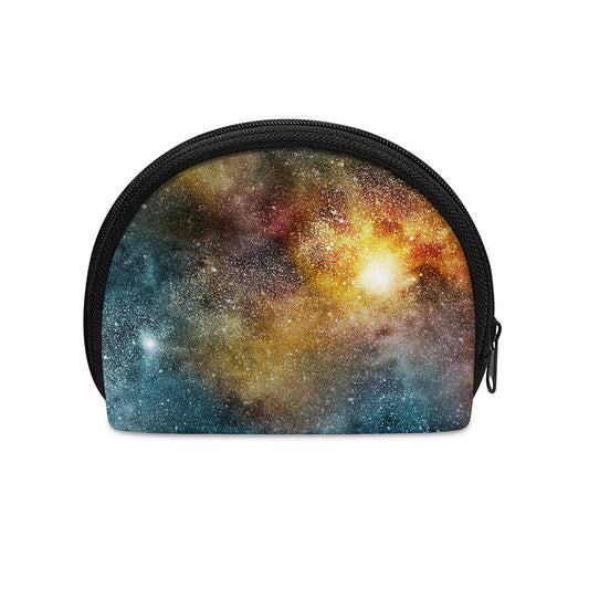 Blue Orange Stardust Galaxy Space Print Coin Purse