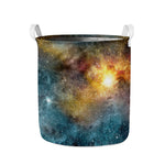 Blue Orange Stardust Galaxy Space Print Collapsible Laundry Basket