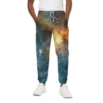 Blue Orange Stardust Galaxy Space Print Cotton Pants