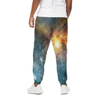 Blue Orange Stardust Galaxy Space Print Cotton Pants