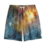 Blue Orange Stardust Galaxy Space Print Cotton Shorts