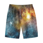 Blue Orange Stardust Galaxy Space Print Cotton Shorts