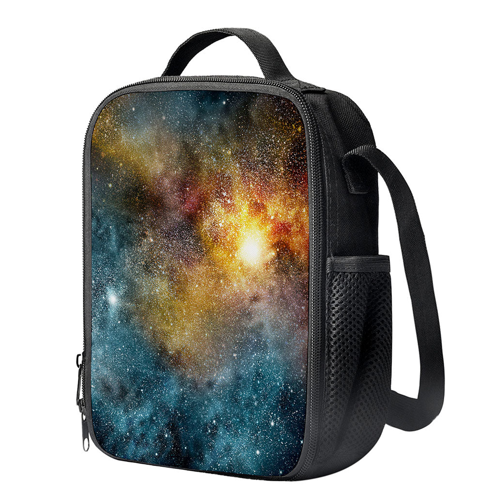 Blue Orange Stardust Galaxy Space Print Crossbody Lunch Bag