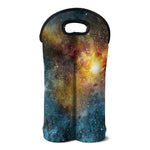 Blue Orange Stardust Galaxy Space Print Double Neoprene Wine Tote