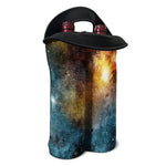 Blue Orange Stardust Galaxy Space Print Double Neoprene Wine Tote