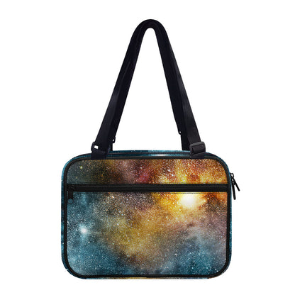 Blue Orange Stardust Galaxy Space Print Double Strap Bible Bag