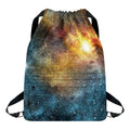 Blue Orange Stardust Galaxy Space Print Drawstring Backpack